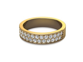 Semi-Set Diamond Wedding Ring in 18ct. Yellow Gold: 4.6mm. wide with Round Milgrain-set Diamonds