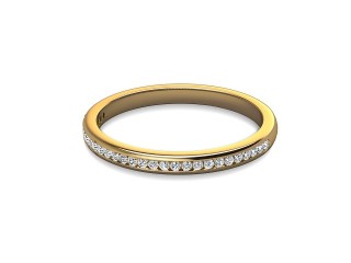 Semi-Set Diamond Wedding Ring in 18ct. Yellow Gold: 2.0mm. wide with Round Channel-set Diamonds-W88-18309.20
