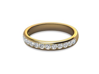 Semi-Set Diamond Wedding Ring in 18ct. Yellow Gold: 3.1mm. wide with Round Channel-set Diamonds-W88-18309.31