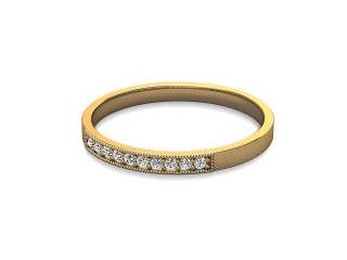 Semi-Set Diamond Wedding Ring in 18ct. Yellow Gold: 2.0mm. wide with Round Milgrain-set Diamonds