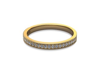 Semi-Set Diamond Wedding Ring in 18ct. Yellow Gold: 2.2mm. wide with Round Milgrain-set Diamonds