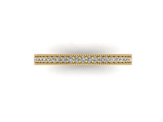 Semi-Set Diamond Wedding Ring in 18ct. Yellow Gold: 2.2mm. wide with Round Milgrain-set Diamonds - 9