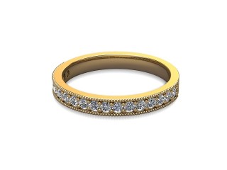 Semi-Set Diamond Wedding Ring in 18ct. Yellow Gold: 2.7mm. wide with Round Milgrain-set Diamonds-W88-18310.27