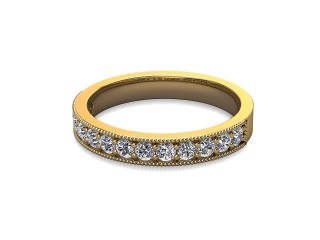 Semi-Set Diamond Wedding Ring in 18ct. Yellow Gold: 3.1mm. wide with Round Milgrain-set Diamonds