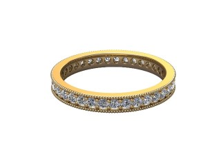 Full-Set Diamond Wedding Ring in 18ct. Yellow Gold: 2.7mm. wide with Round Milgrain-set Diamonds
