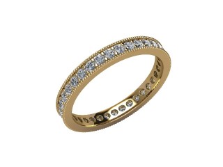 Full-Set Diamond Wedding Ring in 18ct. Yellow Gold: 2.7mm. wide with Round Milgrain-set Diamonds - 12