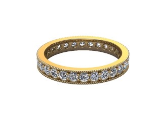 Full-Set Diamond Wedding Ring in 18ct. Yellow Gold: 3.1mm. wide with Round Milgrain-set Diamonds-W88-18335.31