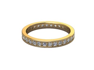Full-Set Diamond Wedding Ring in 18ct. Yellow Gold: 2.7mm. wide with Round Milgrain-set Diamonds-W88-18349.27