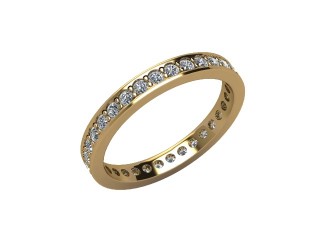 Full-Set Diamond Wedding Ring in 18ct. Yellow Gold: 2.7mm. wide with Round Milgrain-set Diamonds - 12