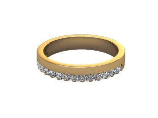 Semi-Set Diamond Wedding Ring in 18ct. Yellow Gold: 3.5mm. wide with Round Shared Claw Set Diamonds