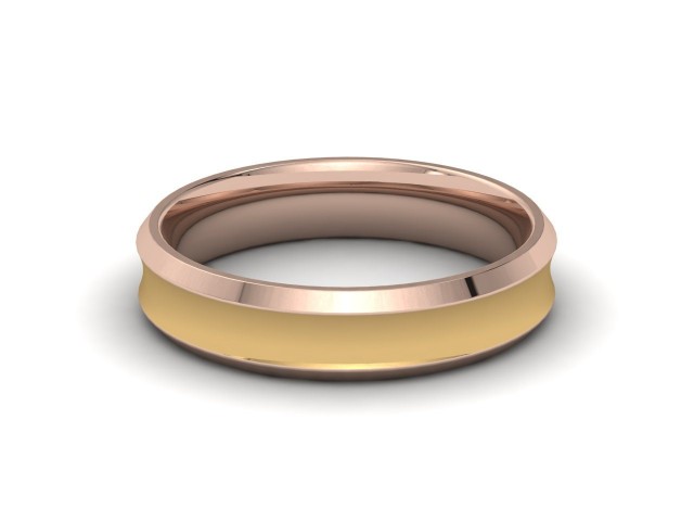 Rose and Yellow Gold Bevelled Edge Wedding Rings