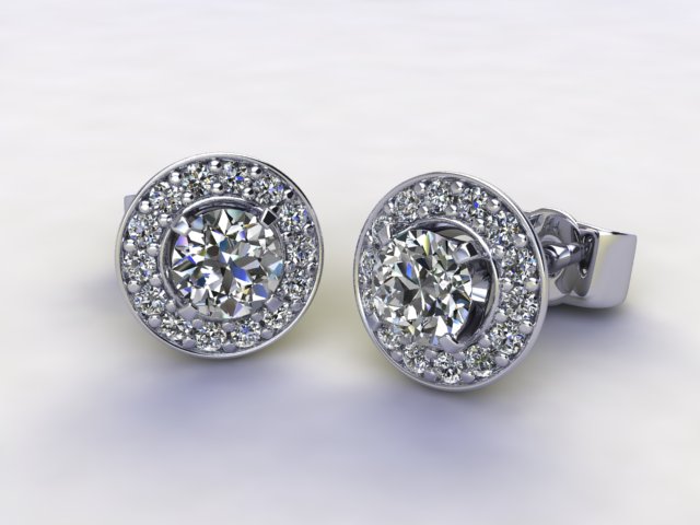 Diamond Halo Cluster Earrings