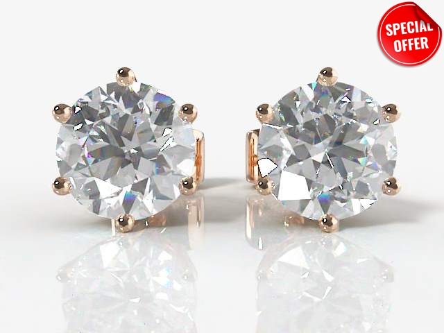 SPECIAL OFFERS - Mens 18ct. Rose Gold Diamond Stud Earrings